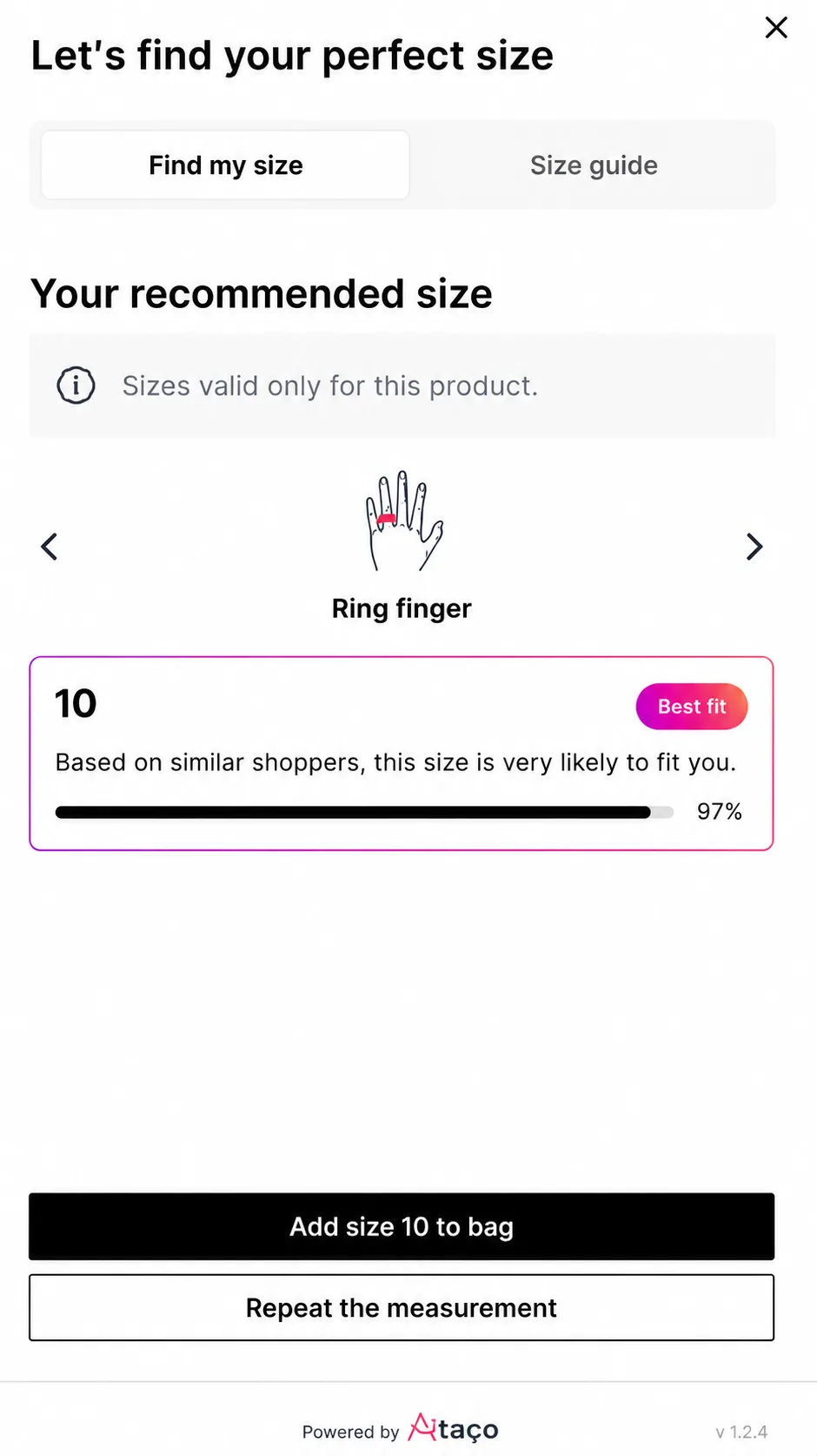 Aitaca add to cart flow